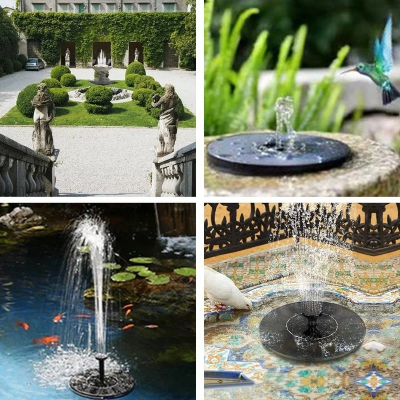 Water Source Mini Solar Water Fountain Pool Pond Waterfall Garden Decoration Outdoor Bird Bath Solar Powered Fountain Floating