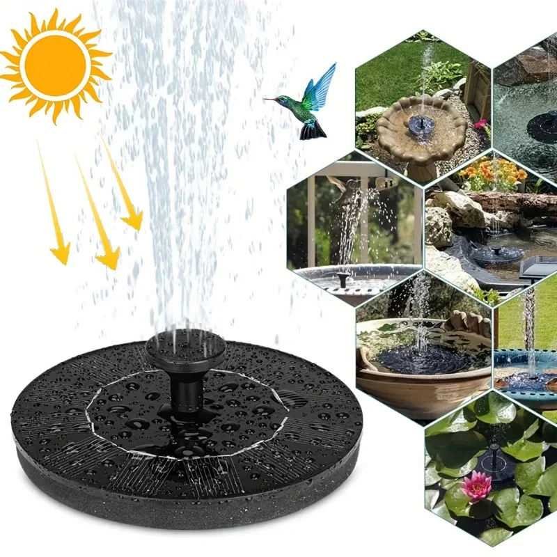 1W/1.4W/2.5W Solar fountain Power saving convenient 6 nozzles, suitable for gardens, bird baths, ponds, outdoor swimming pools
