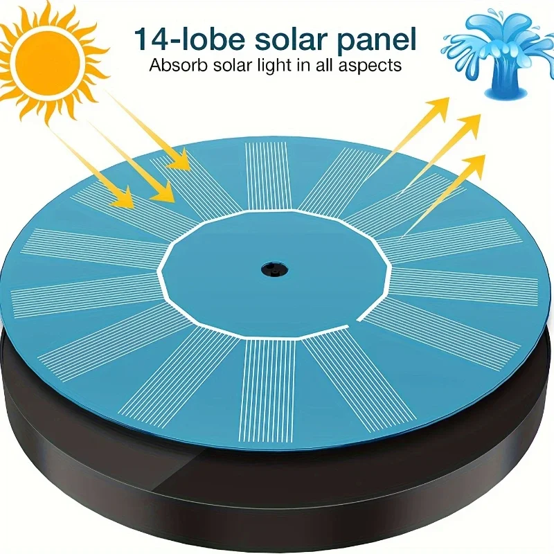 1W/1.4W/2.5W Solar fountain Power saving convenient 6 nozzles, suitable for gardens, bird baths, ponds, outdoor swimming pools