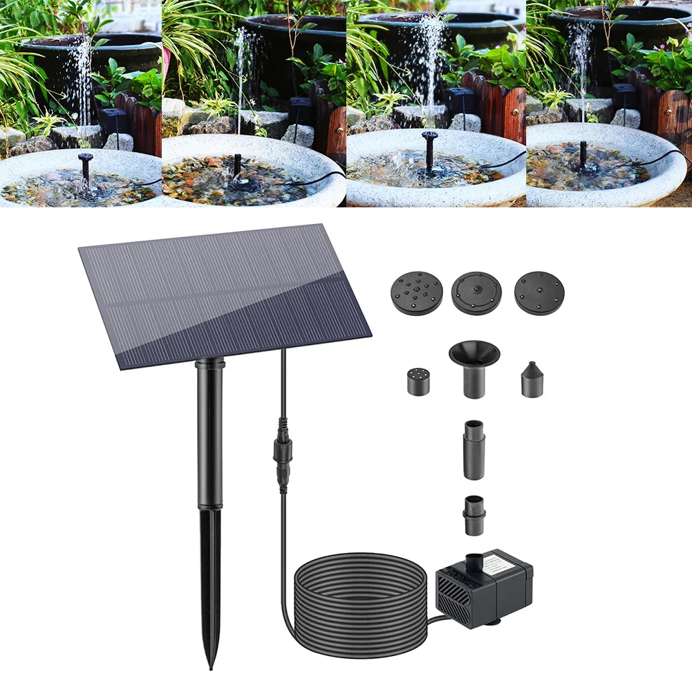 5W 5V Solar Fountain Pump With Stake Solar Panel Watering System 180L/h Water Pump Energy Saving Kits for Fish Tank Garden Decor