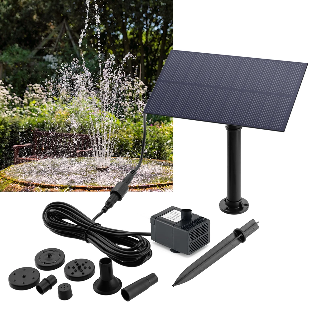 5W 5V Solar Fountain Pump With Stake Solar Panel Watering System 180L/h Water Pump Energy Saving Kits for Fish Tank Garden Decor