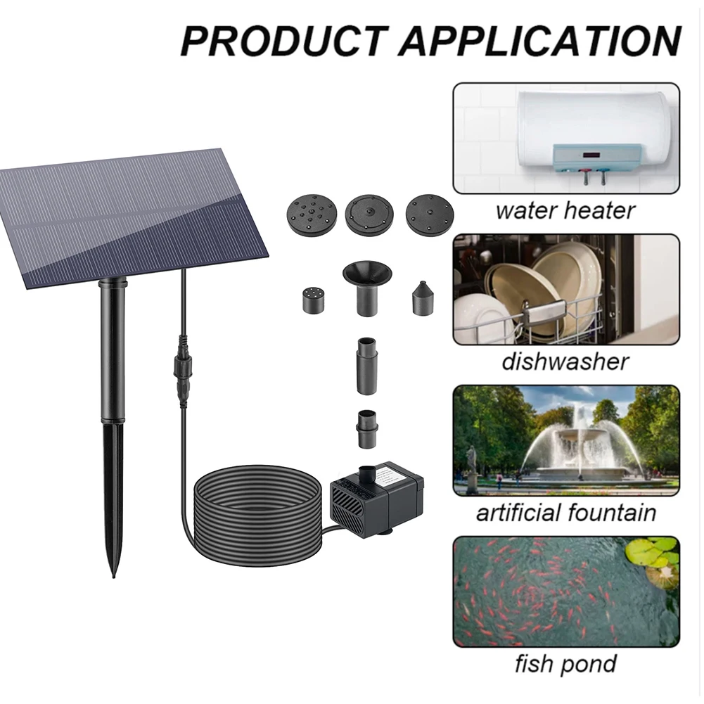 5W 5V Solar Fountain Pump With Stake Solar Panel Watering System 180L/h Water Pump Energy Saving Kits for Fish Tank Garden Decor