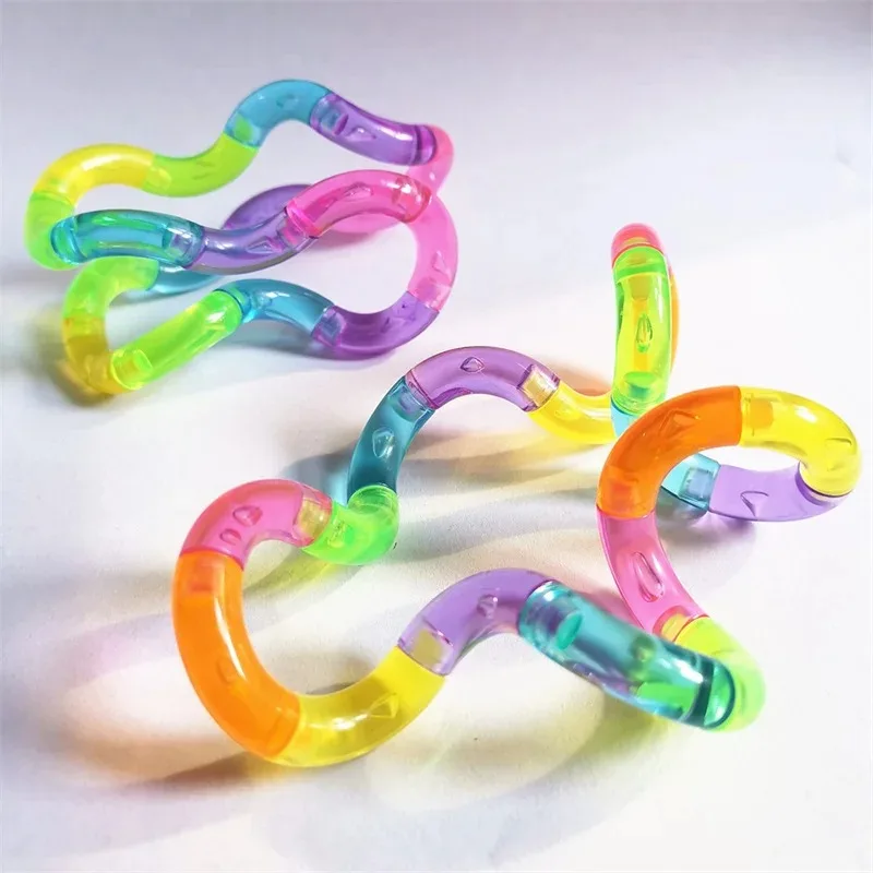 Transformable Knot Stress Relief Toy Rainbow Twisting Rope for Adults and Students, Boredom Busting Gadget for Class and Office, Portable Anti-Anxiety Stress-Relief Fidget Toy