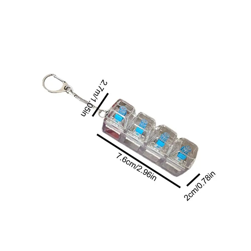 Keyboard Fidget Toys LED Crystal Keycap Keychain Stress Relief Fingertip Gadget Decompression Toys Clicker Fidget Toy