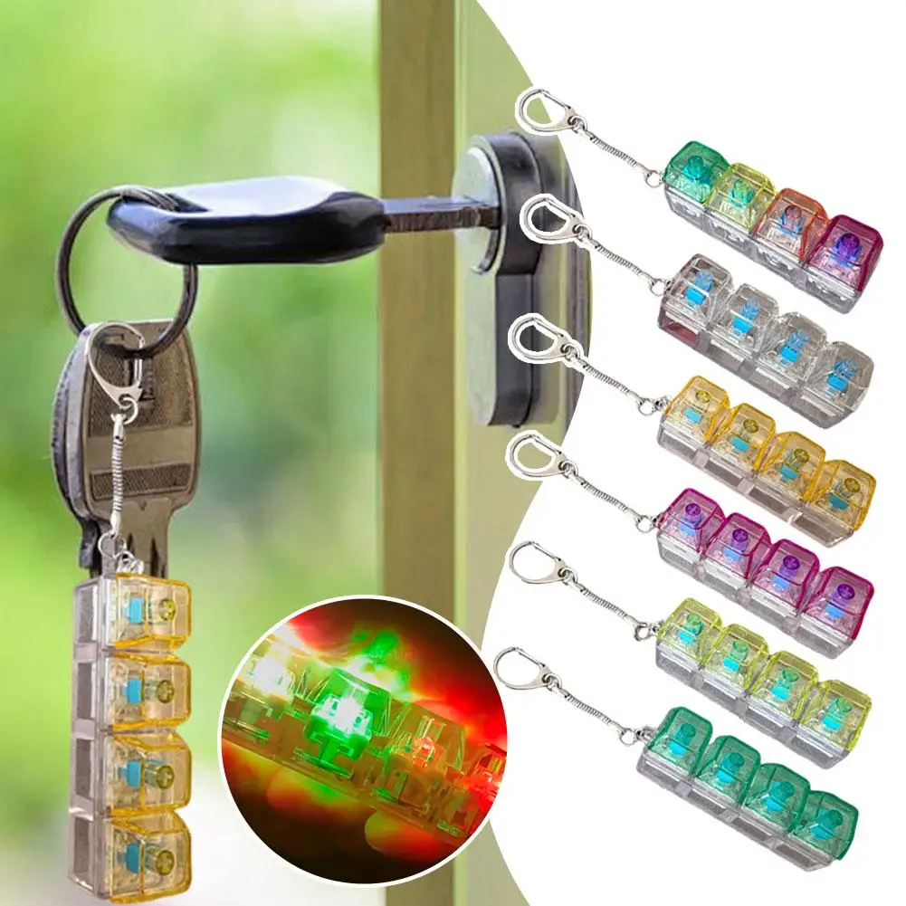Keyboard Fidget Toys LED Crystal Keycap Keychain Stress Relief Fingertip Gadget Decompression Toys Clicker Fidget Toy