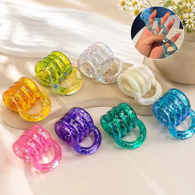 Tangle Deformable Rope Fidget Toy Deformation Rope Knot Pressure Stress Relief Toys Color-Changing Stress Relieving Twisty Ropes