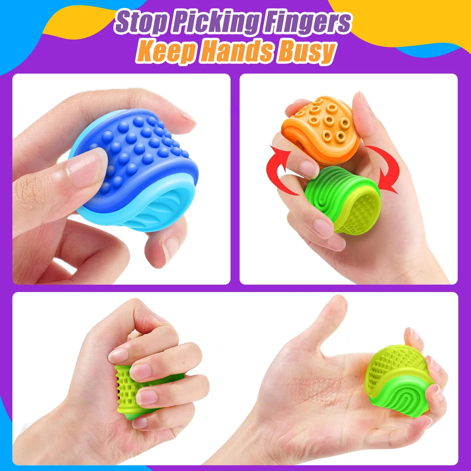 Fidget Toys Sensory Stone 3 Pack Textured Worry Stone Social Emotional Feelings Toys For Special Needs Relief Stress Toys