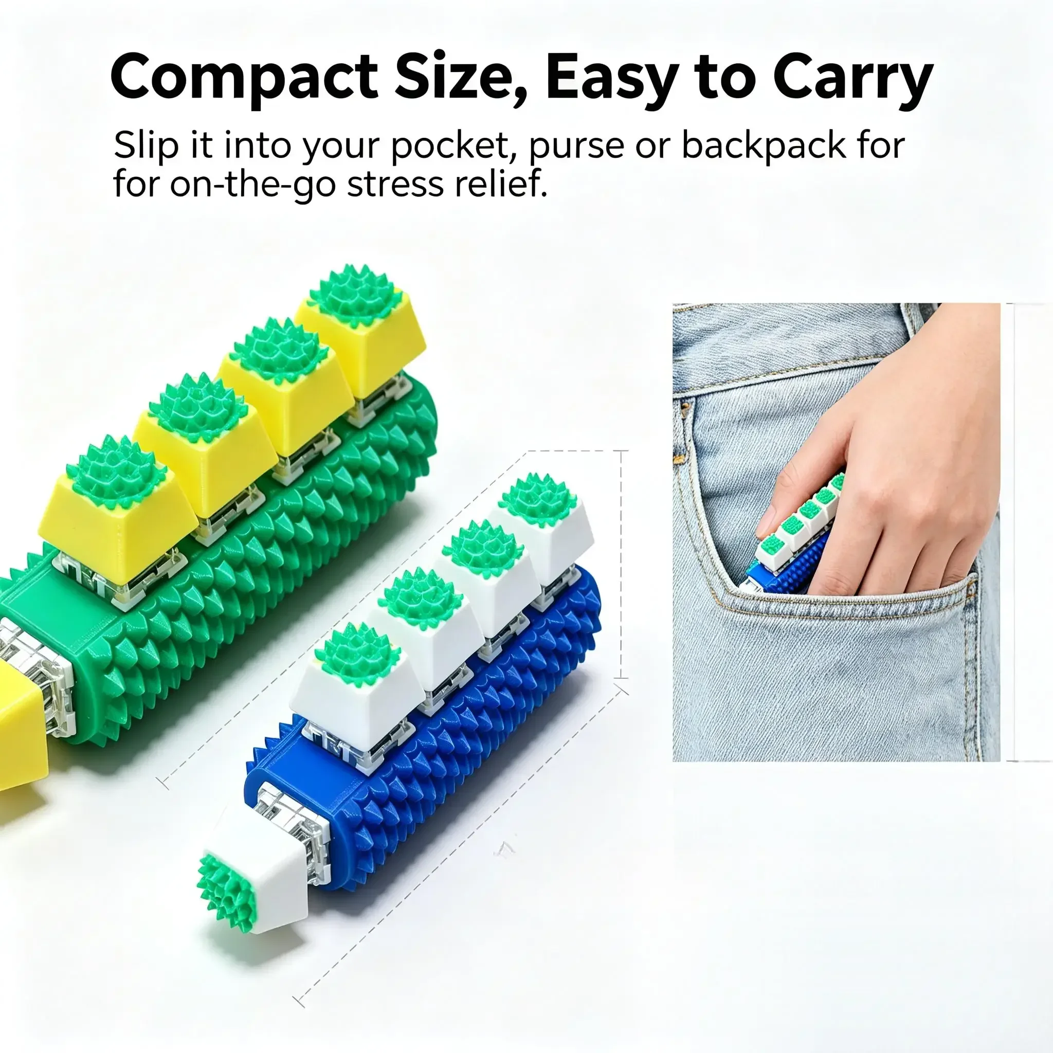 5 Key Spiky Sensory Fidget Clicker Textured Finger Press Fidget Toy Stress Relief Finger Training Quiet Fidget Hand Toy for Gift
