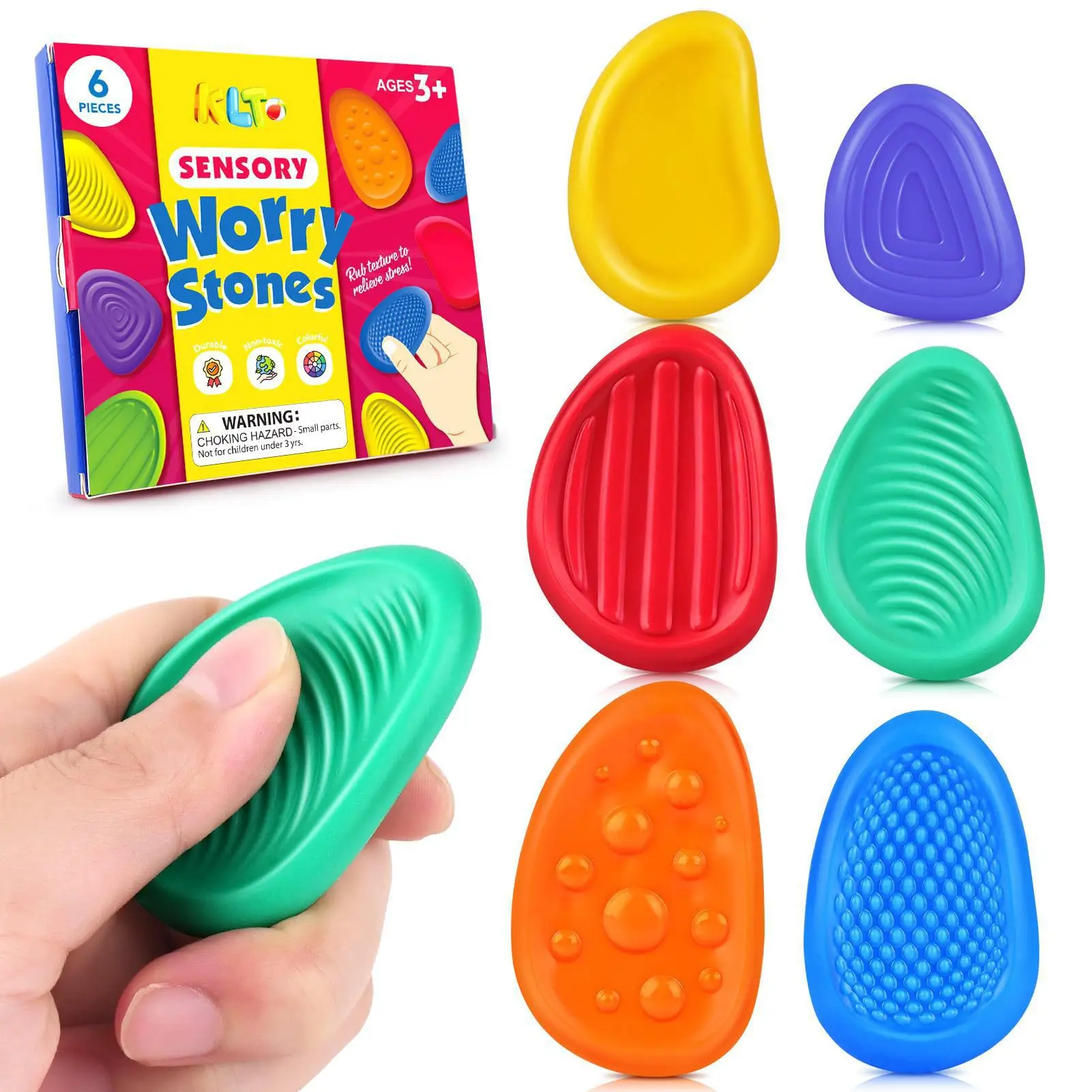 2026 New Hot Fidget Toys Adults Sensory Silicone Stone 6 Pack Textured for Autism Kids Calming Down Fidget Stress Relief Toys