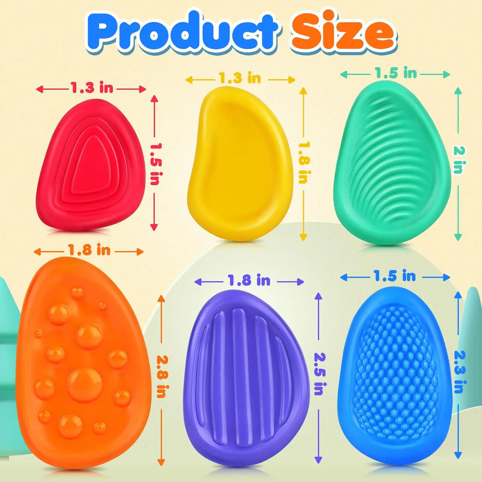Hot Fidget Toys Adults Sensory Silicone Stone 6 Pack Textured for Autism Kids Calming Down Fidget Stress Relief Toys