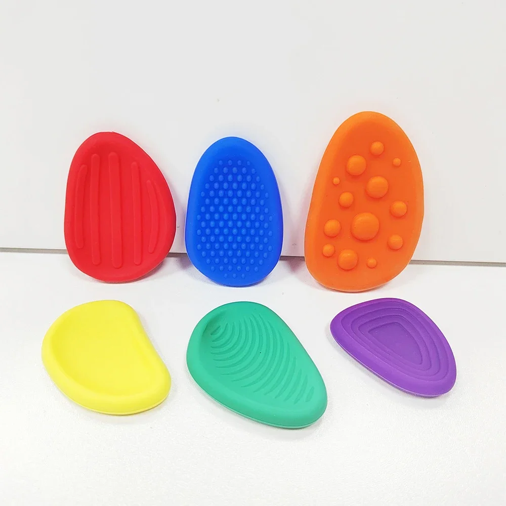 Hot Fidget Toys Adults Sensory Silicone Stone 6 Pack Textured for Autism Kids Calming Down Fidget Stress Relief Toys