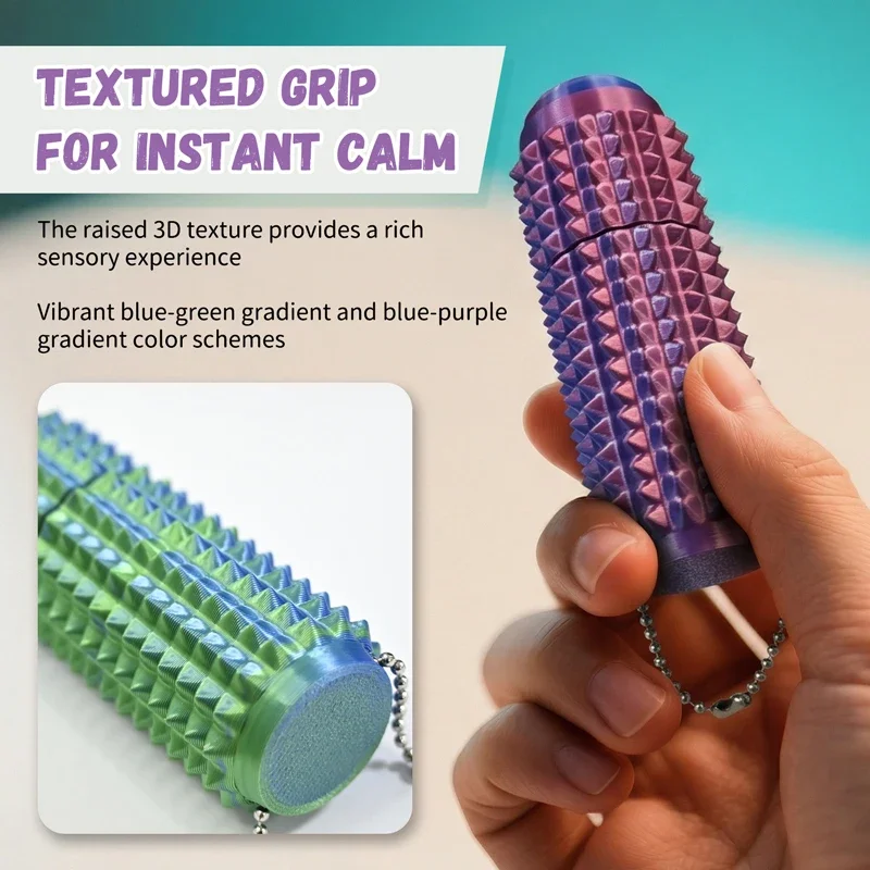 Creative 3D Printed Little Ouchie Fidget Toys Portable Mini Spiky Grippie Stim Stress Relief Toys Keychain Stimming Autism Gifts