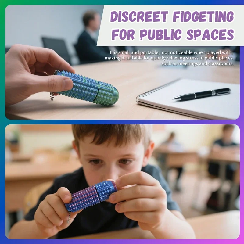 Creative 3D Printed Little Ouchie Fidget Toys Portable Mini Spiky Grippie Stim Stress Relief Toys Keychain Stimming Autism Gifts