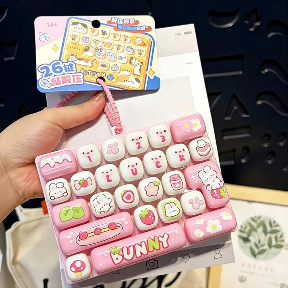 Fidget Toy 26 Keys Mechanical Keyboard Clicker Cute Cartoon Stress Relief Toy Sensory Desk Toy Kawaii Gift