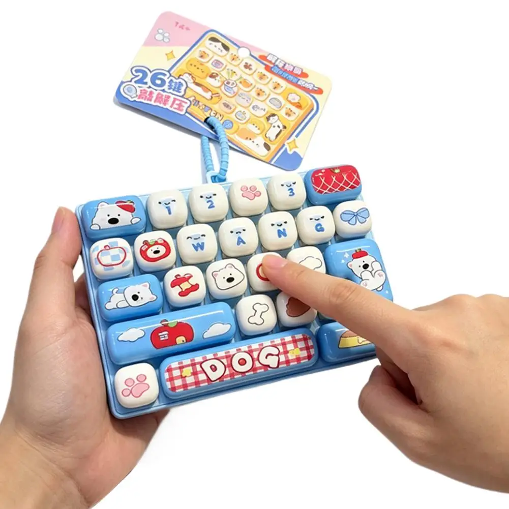 Fidget Toy 26 Keys Mechanical Keyboard Clicker Cute Cartoon Stress Relief Toy Sensory Desk Toy Kawaii Gift
