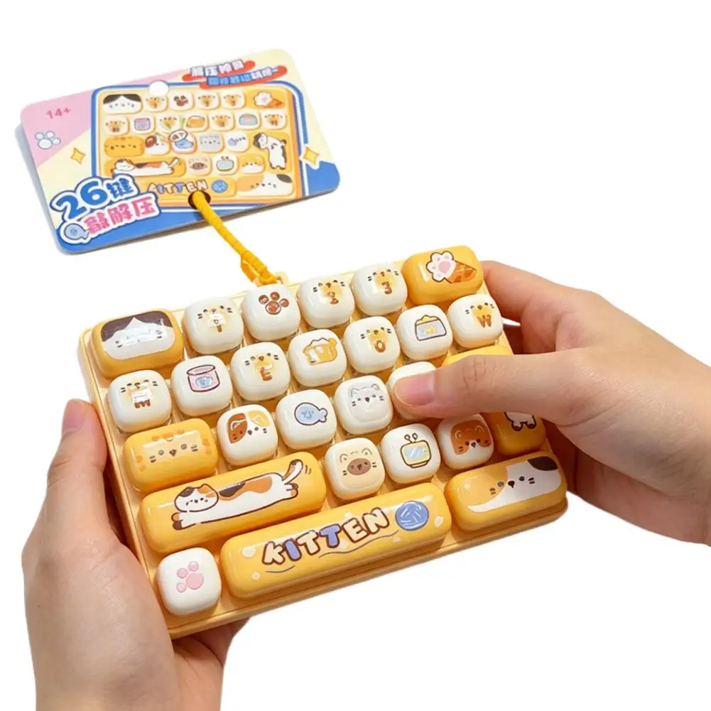 Fidget Toy 26 Keys Mechanical Keyboard Clicker Cute Cartoon Stress Relief Toy Sensory Desk Toy Kawaii Gift
