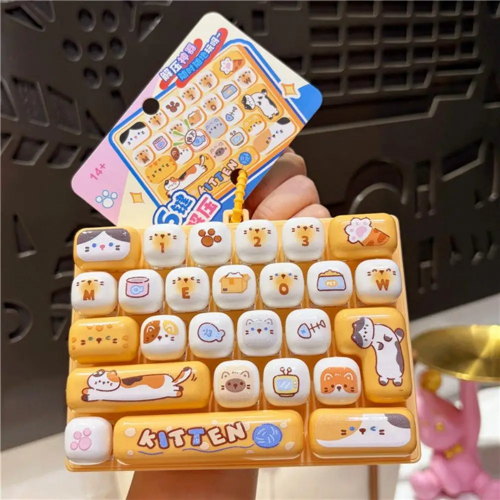 Fidget Toy 26 Keys Mechanical Keyboard Clicker Cute Cartoon Stress Relief Toy Sensory Desk Toy Kawaii Gift