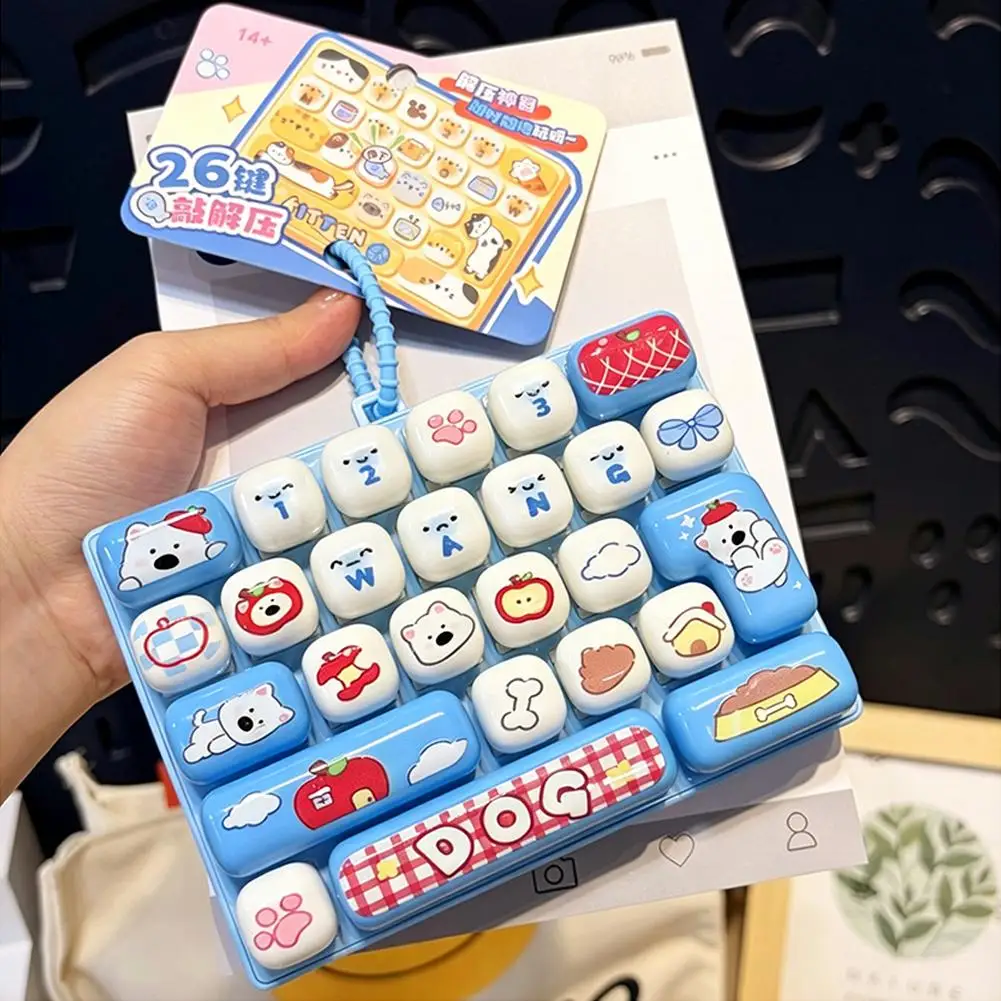 Fidget Toy 26 Keys Mechanical Keyboard Clicker Cute Cartoon Stress Relief Toy Sensory Desk Toy Kawaii Gift