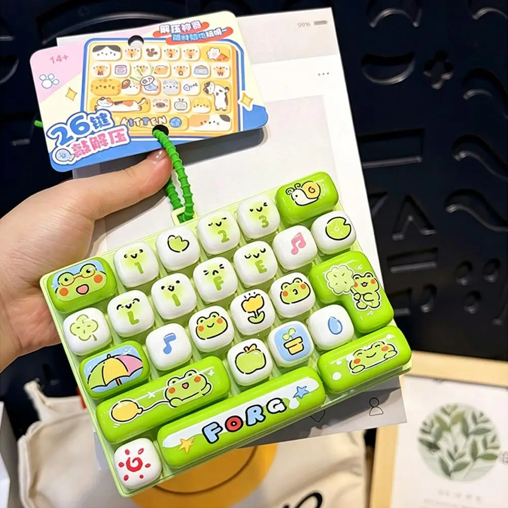 Fidget Toy 26 Keys Mechanical Keyboard Clicker Cute Cartoon Stress Relief Toy Sensory Desk Toy Kawaii Gift