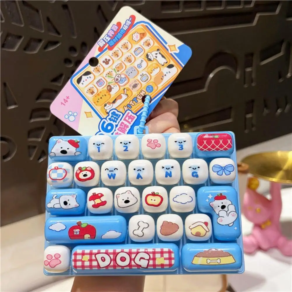 Fidget Toy 26 Keys Mechanical Keyboard Clicker Cute Cartoon Stress Relief Toy Sensory Desk Toy Kawaii Gift
