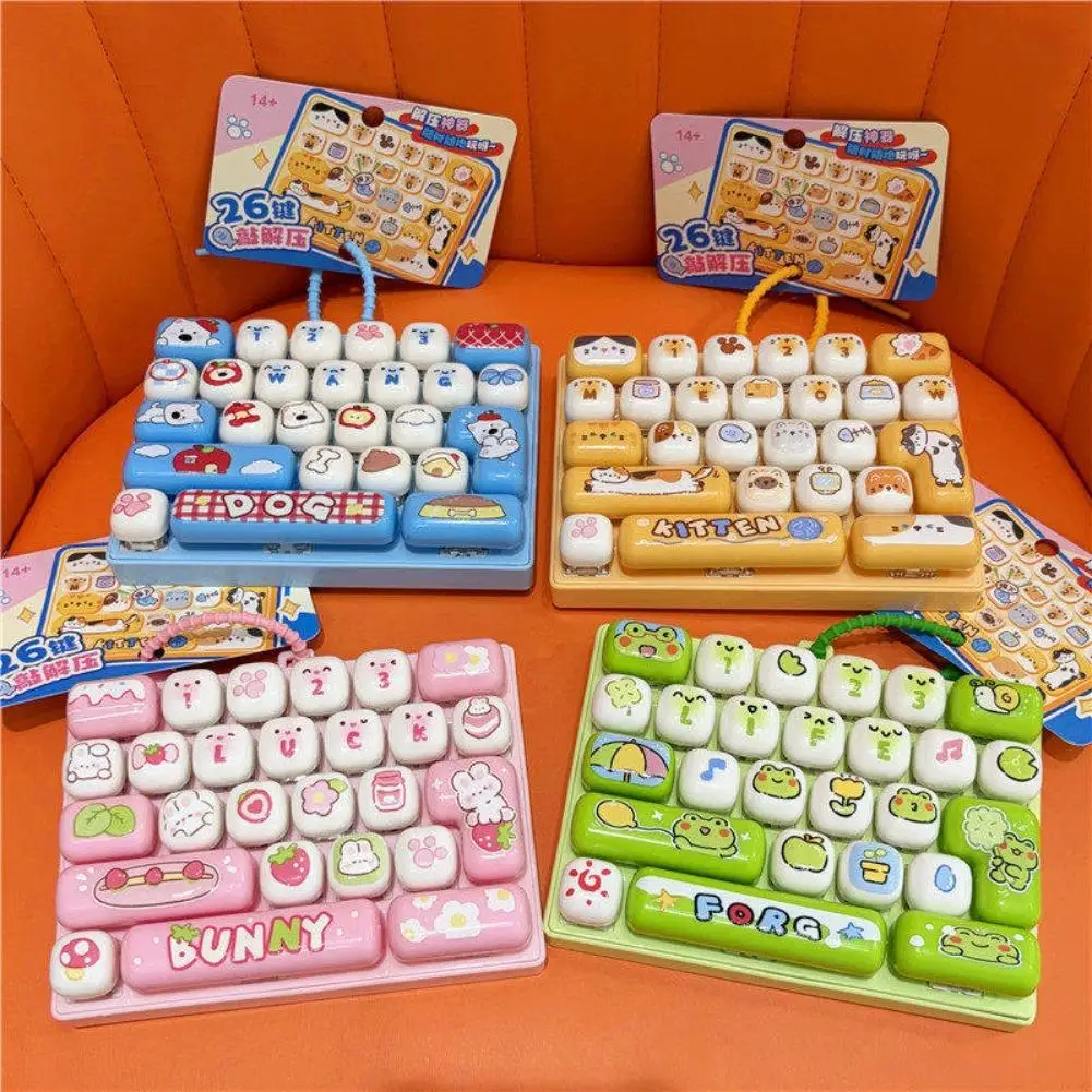 Fidget Toy 26 Keys Mechanical Keyboard Clicker Cute Cartoon Stress Relief Toy Sensory Desk Toy Kawaii Gift