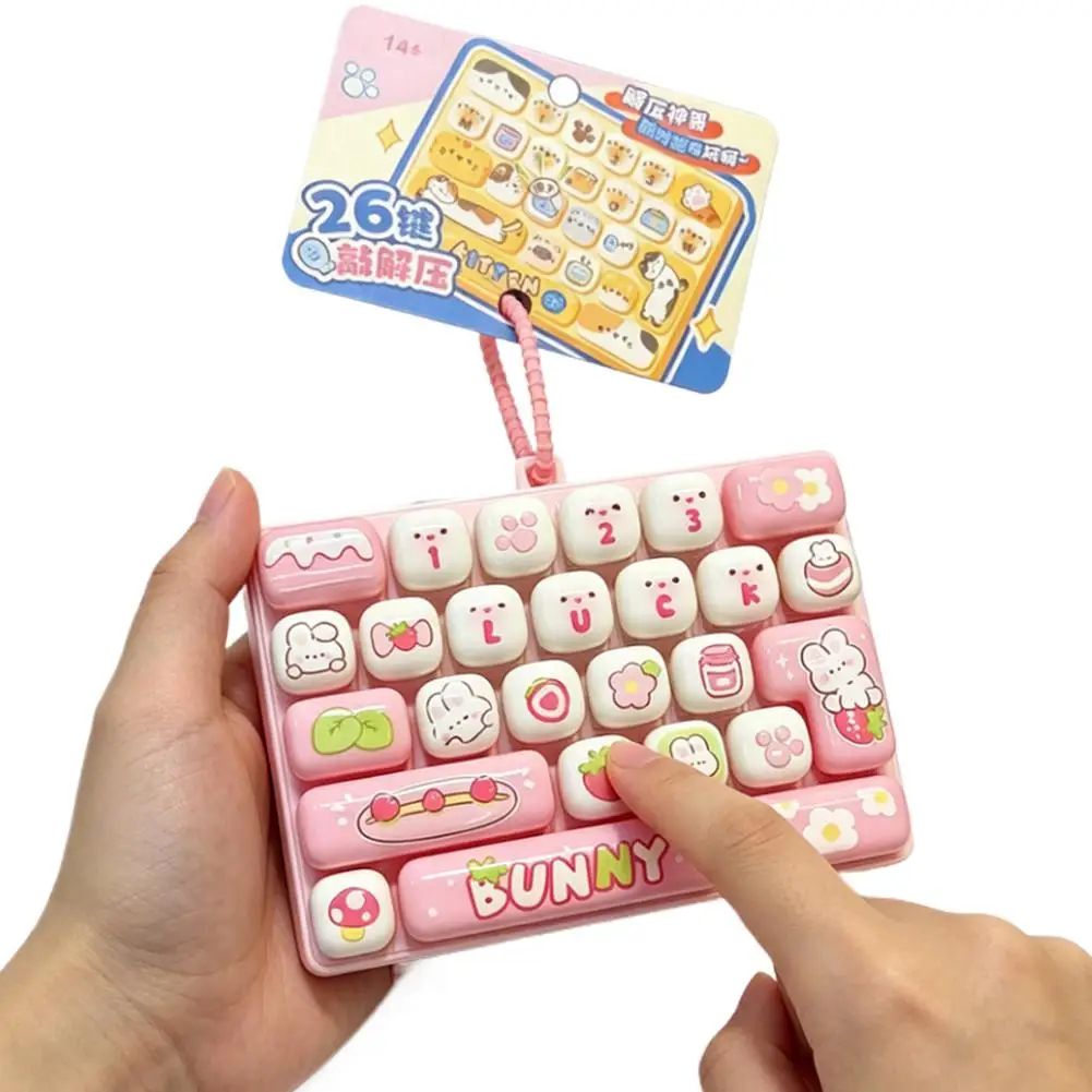 Fidget Toy 26 Keys Mechanical Keyboard Clicker Cute Cartoon Stress Relief Toy Sensory Desk Toy Kawaii Gift