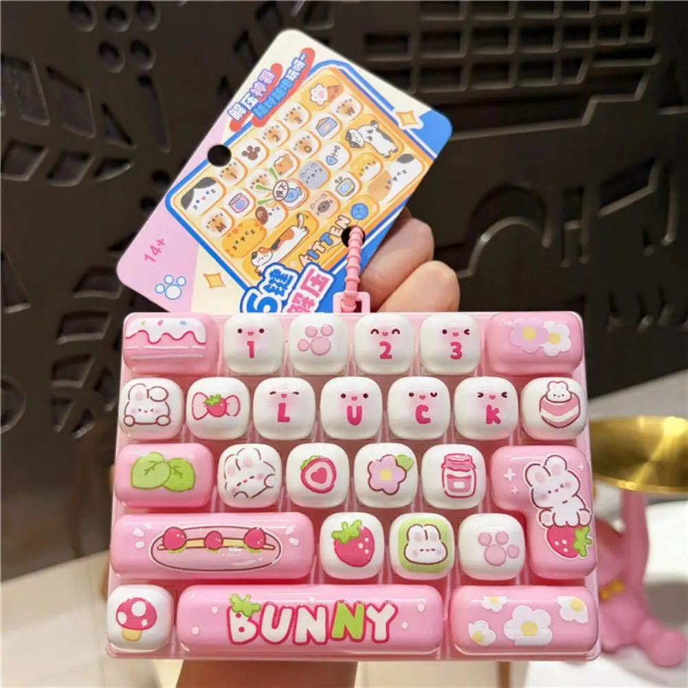 Fidget Toy 26 Keys Mechanical Keyboard Clicker Cute Cartoon Stress Relief Toy Sensory Desk Toy Kawaii Gift