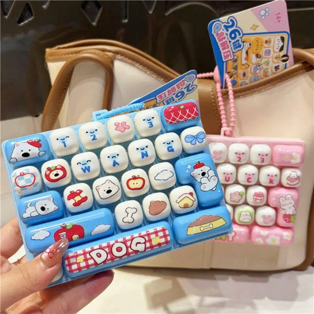 Fidget Toy 26 Keys Mechanical Keyboard Clicker Cute Cartoon Stress Relief Toy Sensory Desk Toy Kawaii Gift