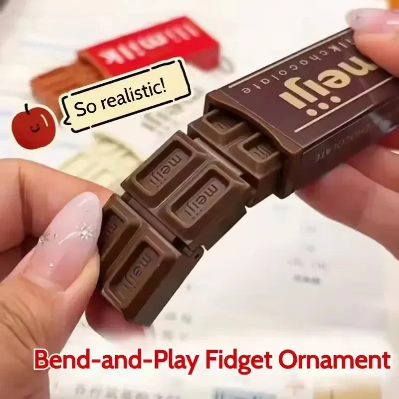 Simulated Meiji Chocolate Fidget Toy bendable structure with crisp click snap sound creative decompression toy relieve stresstoy