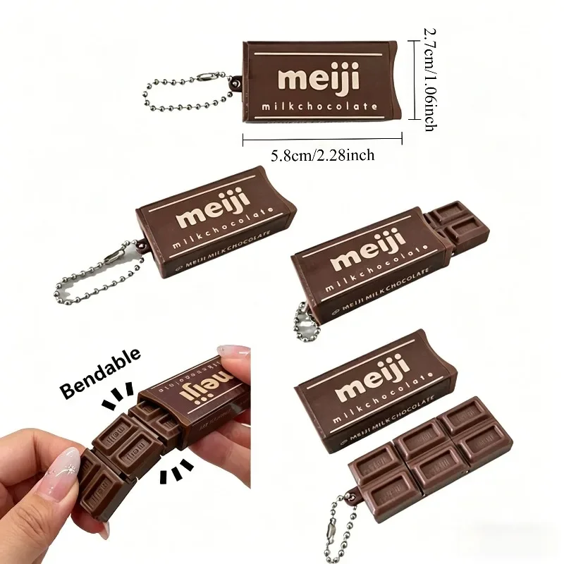 Simulated Meiji Chocolate Fidget Toy bendable structure with crisp click snap sound creative decompression toy relieve stresstoy