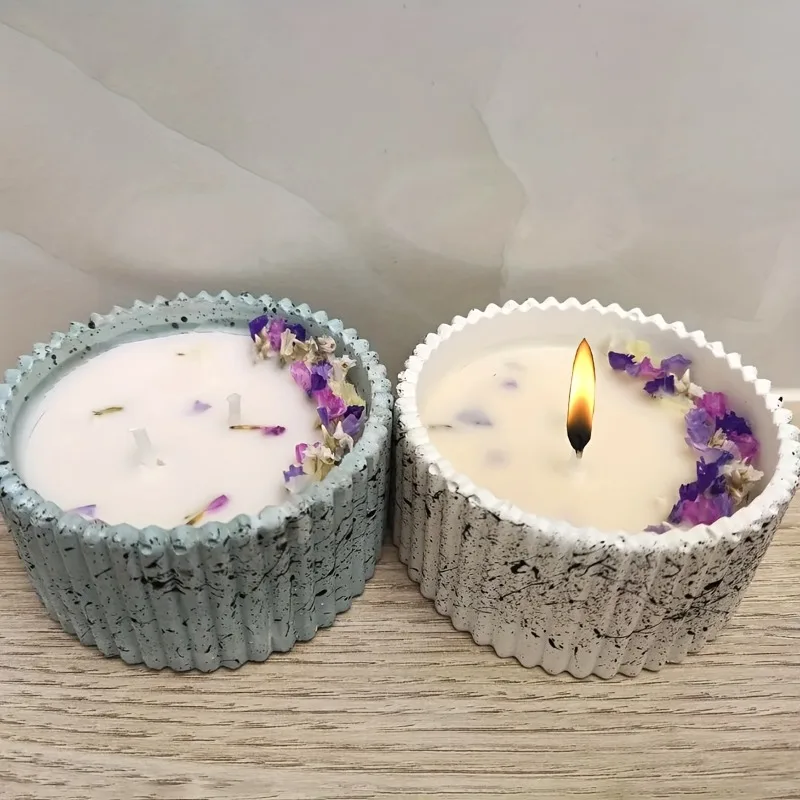 Multi-functional round striped silicone mold for candle jars, storage boxes, pencil holders and vases