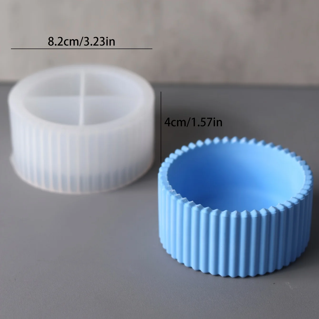 Multi-functional round striped silicone mold for candle jars, storage boxes, pencil holders and vases