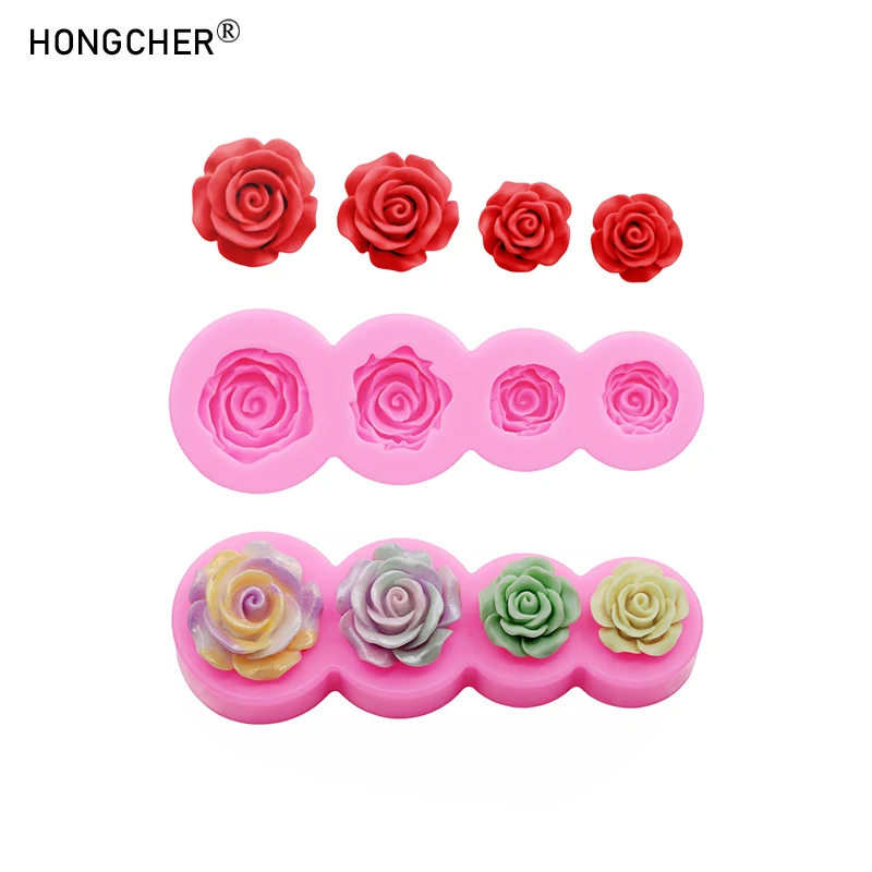 Peony & Rose Silicone Molds for Resin Jewelry DIY Handmade Chocolate Fondant Cakes Phone Case Decoration Baking Mold