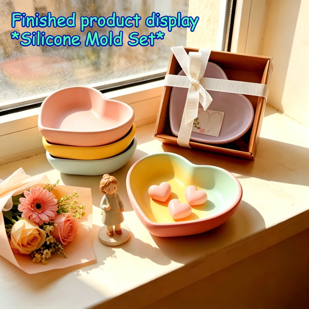 Heart-Shaped Silicone Mold for DIY Gifts and Craft Projects - Perfect for Cement, Epoxy Resin, Plaster, Candle Cup, Storage