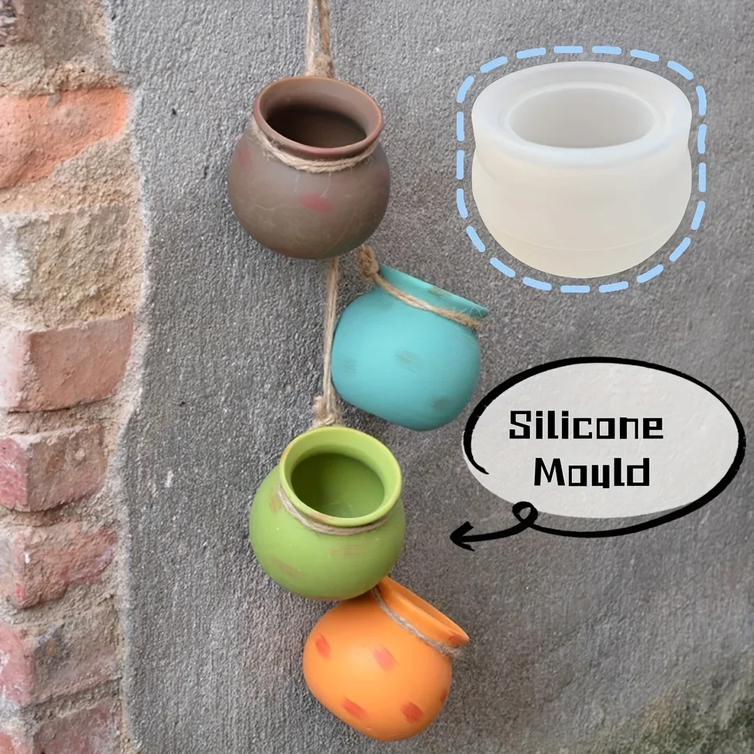 DNEJIU Silicone Molds for Resin, Epoxy, Candle Making - Heavy-Duty Reusable Round Flower Pot Molds with Open-Top Design