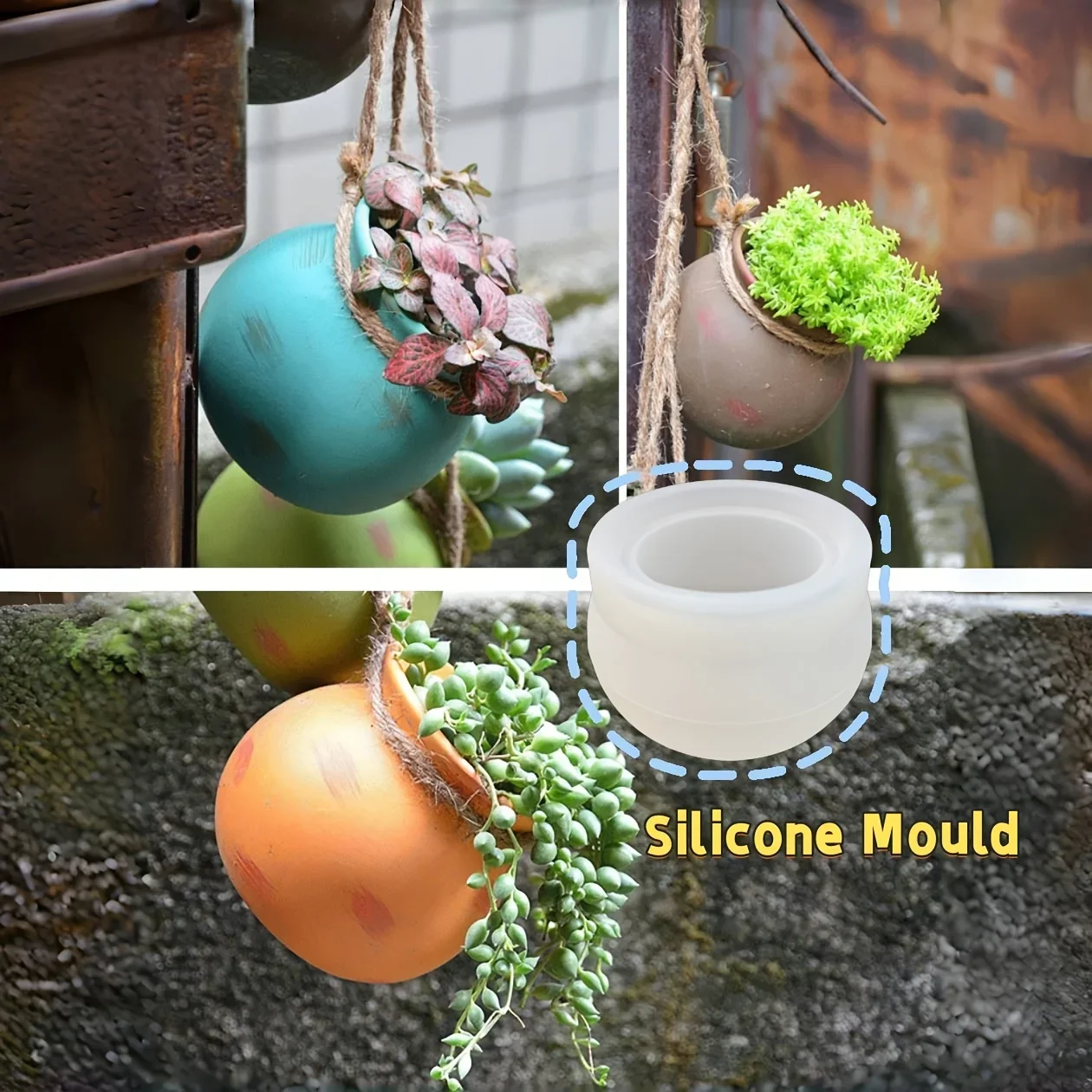DNEJIU Silicone Molds for Resin, Epoxy, Candle Making - Heavy-Duty Reusable Round Flower Pot Molds with Open-Top Design