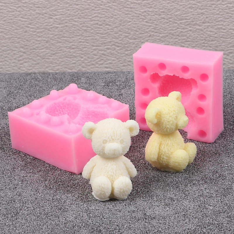 3D Bear Silicone Mold DIY Animal Candle Handmade Soap Aromatherapy Ornament Wax Clay Gift Resin Mold Fondant Cake Decorating