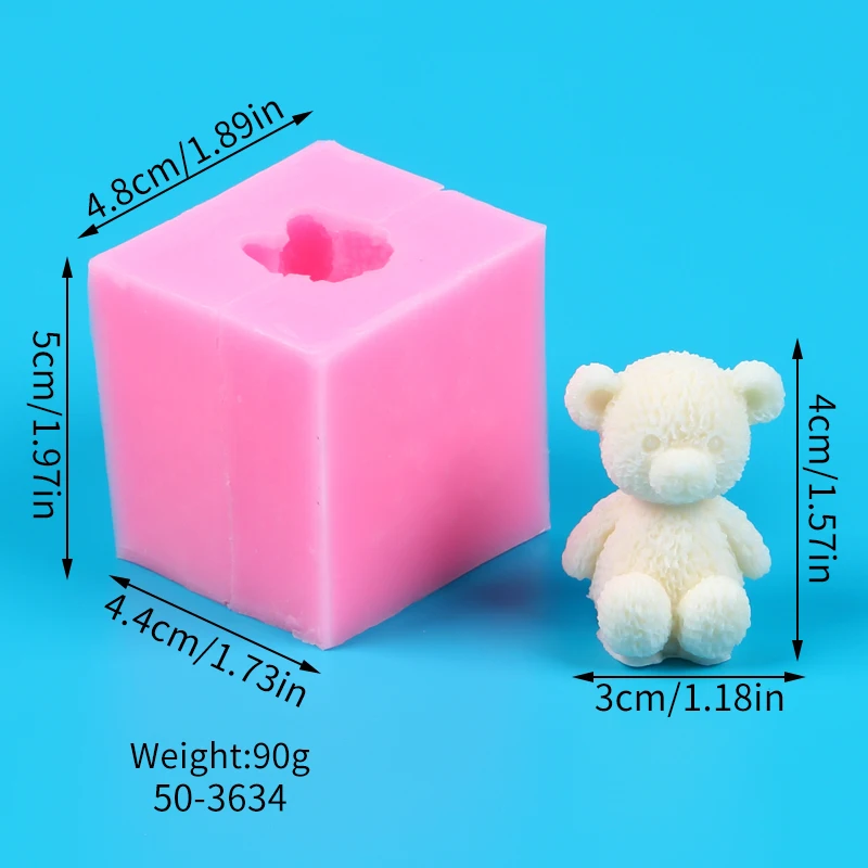 3D Bear Silicone Mold DIY Animal Candle Handmade Soap Aromatherapy Ornament Wax Clay Gift Resin Mold Fondant Cake Decorating