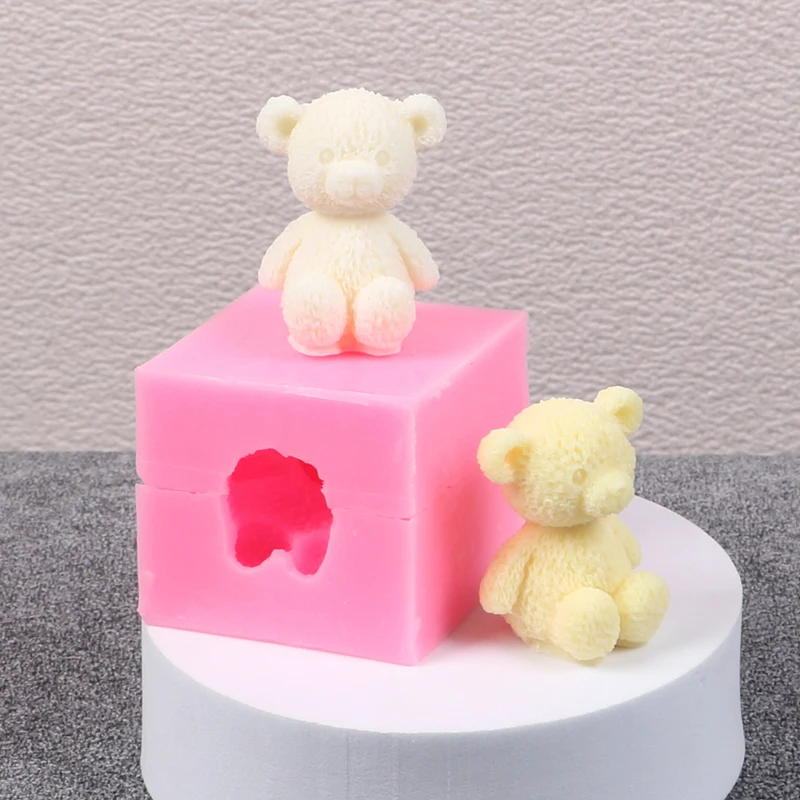 3D Bear Silicone Mold DIY Animal Candle Handmade Soap Aromatherapy Ornament Wax Clay Gift Resin Mold Fondant Cake Decorating
