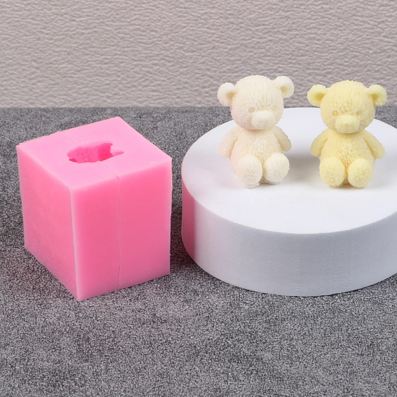 3D Bear Silicone Mold DIY Animal Candle Handmade Soap Aromatherapy Ornament Wax Clay Gift Resin Mold Fondant Cake Decorating