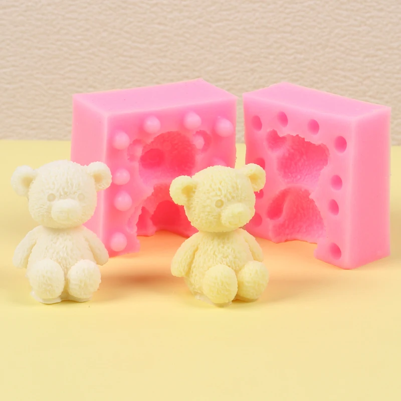 3D Bear Silicone Mold DIY Animal Candle Handmade Soap Aromatherapy Ornament Wax Clay Gift Resin Mold Fondant Cake Decorating