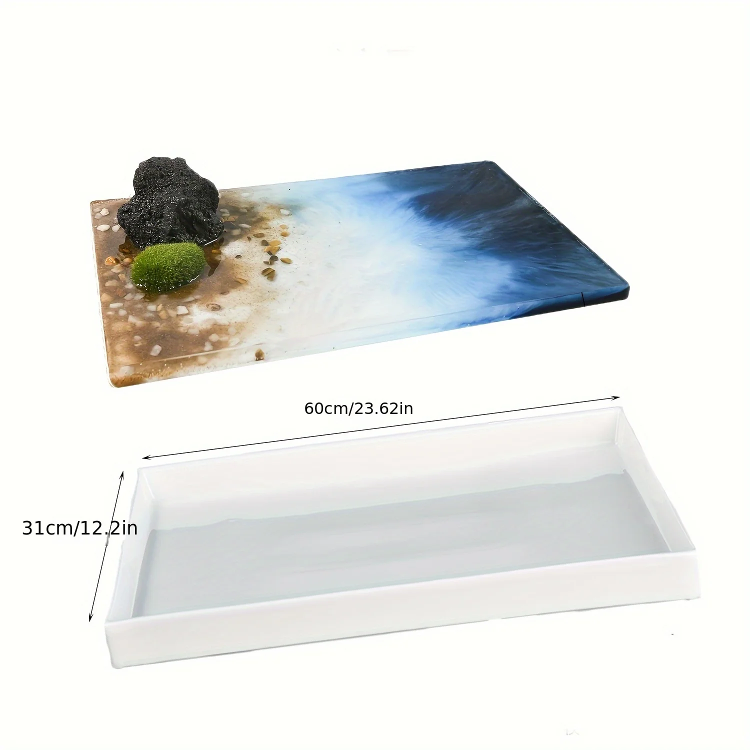 Large Rectangular Silicone Mold, Suitable for Epoxy Resin River Tables and Resin Art Creations, Featuring Tray and Coffee Table