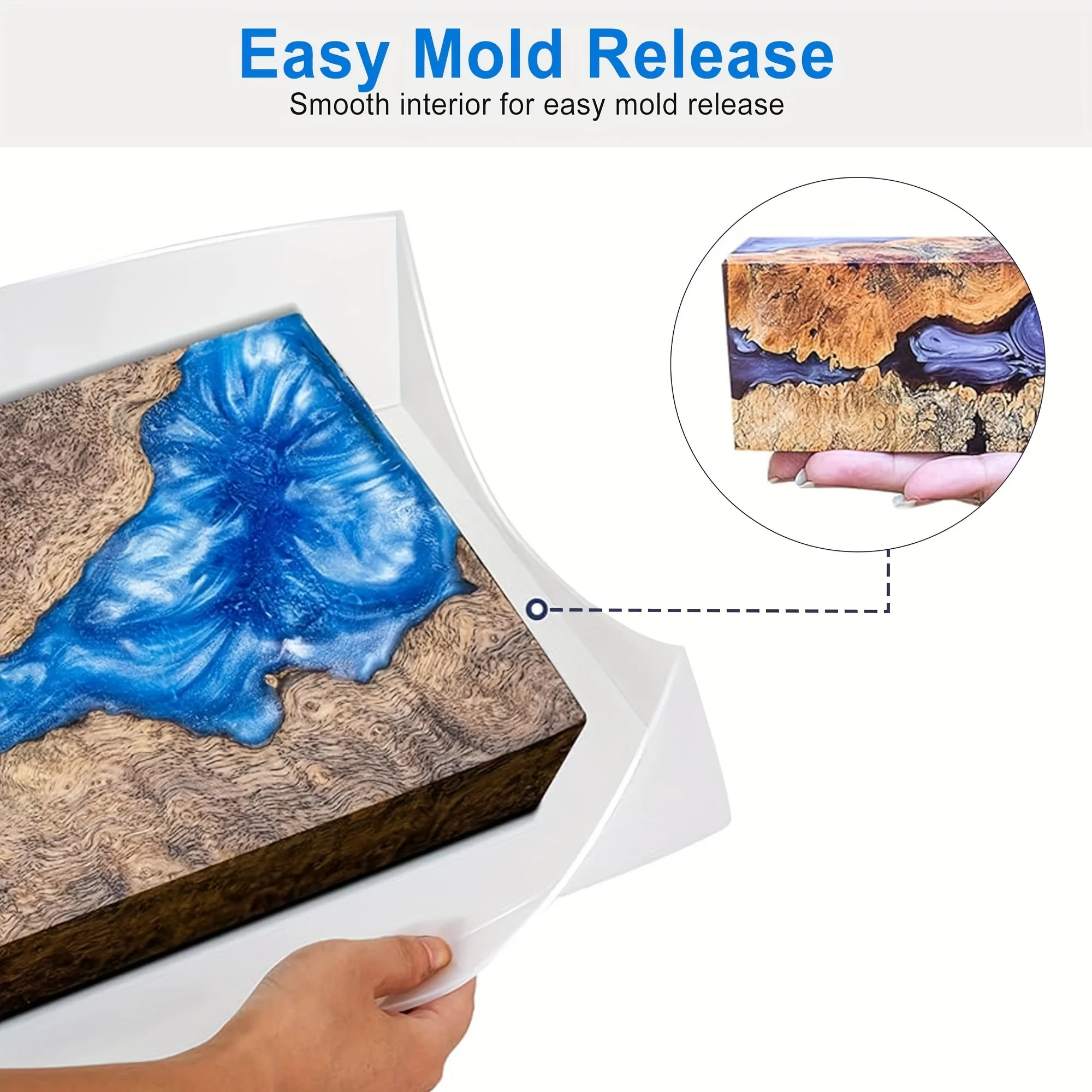 Large Rectangular Silicone Mold, Suitable for Epoxy Resin River Tables and Resin Art Creations, Featuring Tray and Coffee Table