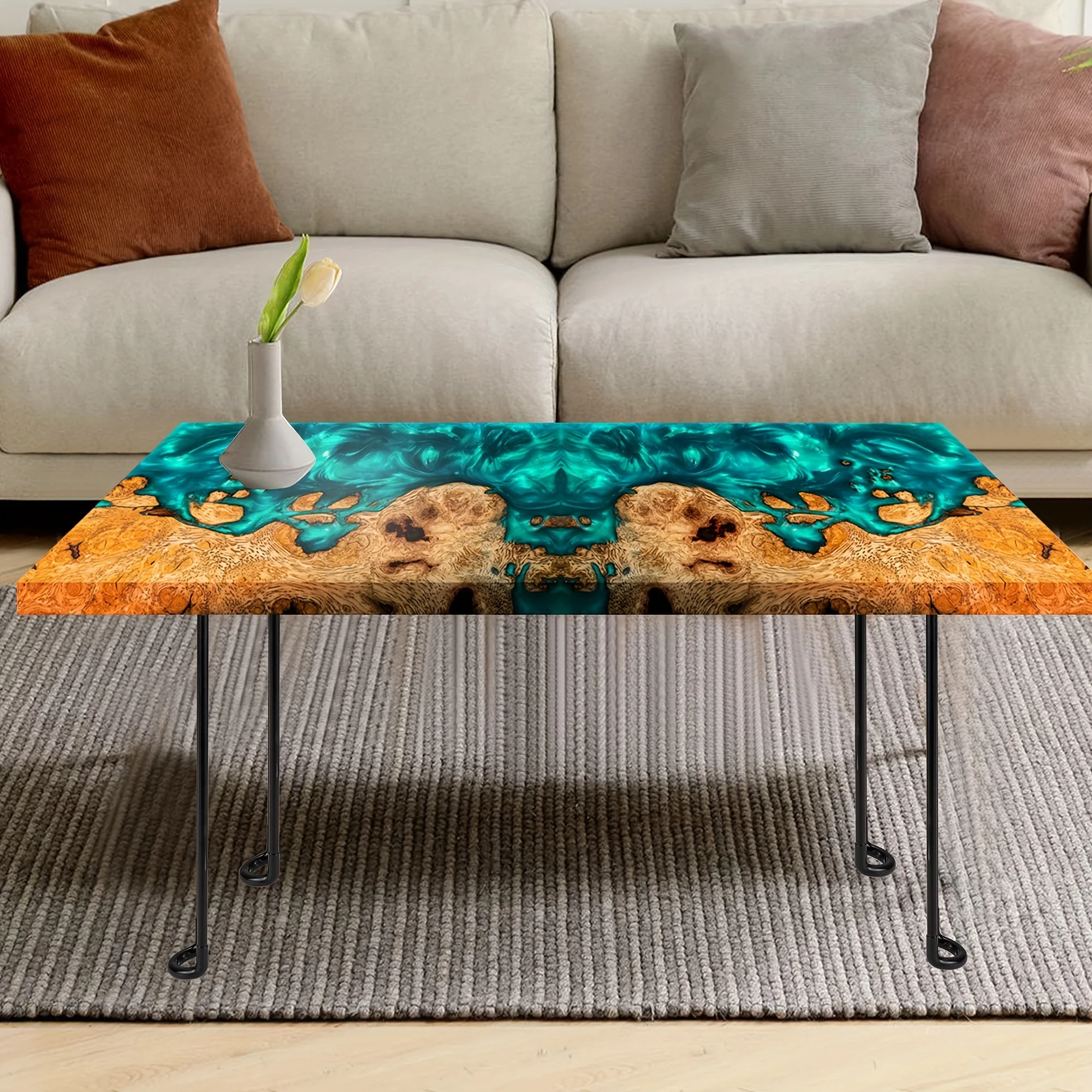 Large Rectangular Silicone Mold, Suitable for Epoxy Resin River Tables and Resin Art Creations, Featuring Tray and Coffee Table