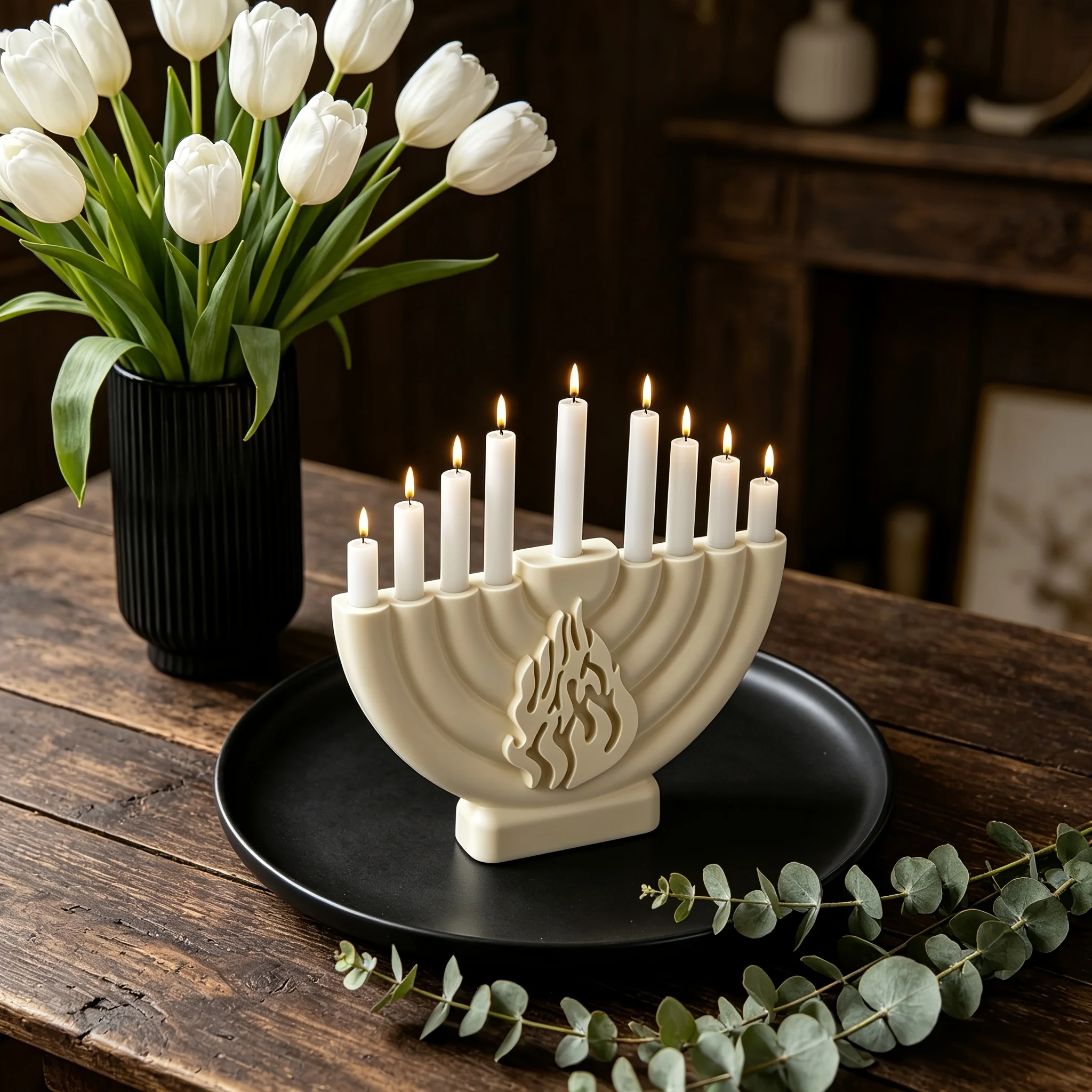 Resin Silicone Mold 1pc Flame Pattern 9-Hole Candlestick Silicone Mold,DIY Aromatherapy Candle Ornament Gypsum Mold