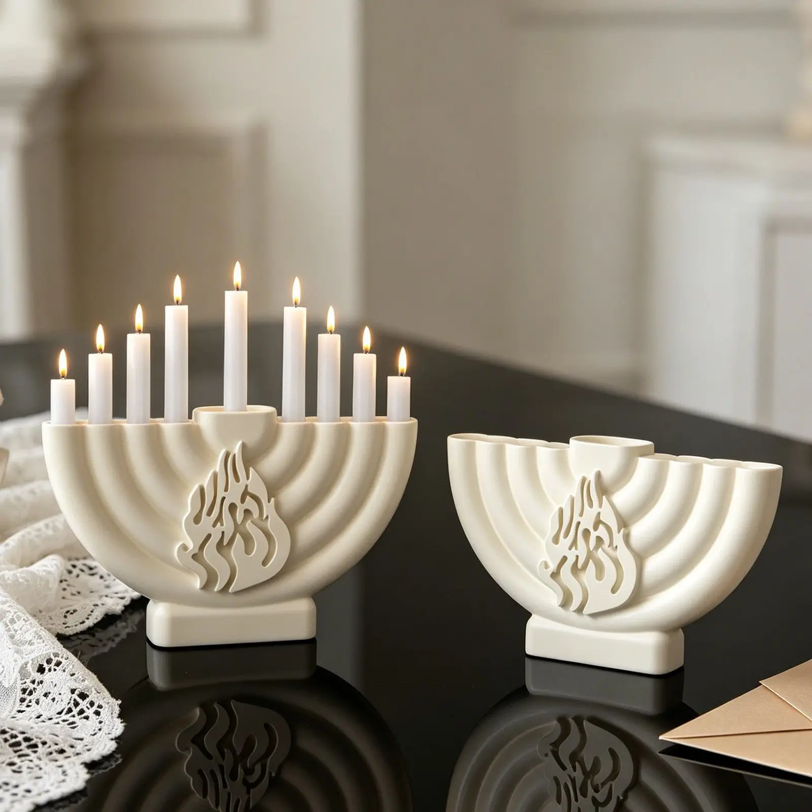 Resin Silicone Mold 1pc Flame Pattern 9-Hole Candlestick Silicone Mold,DIY Aromatherapy Candle Ornament Gypsum Mold