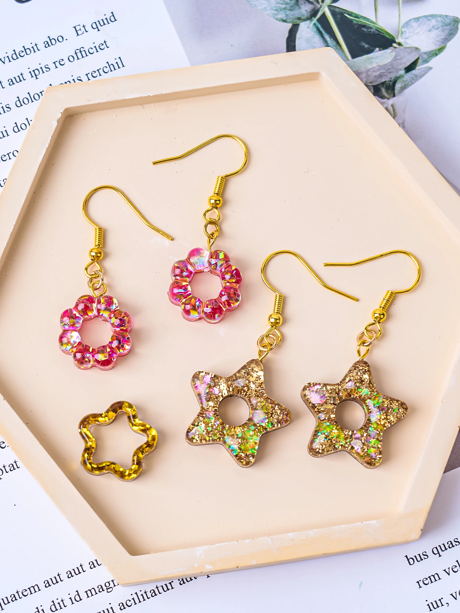 DIY Jewelry Resin Molds Silicone Earrings Heart Star Flower Pendant Mold Keychain Making Tools Crafting Supplie