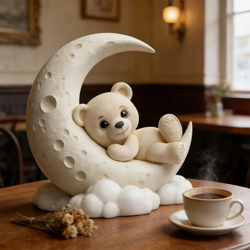 Moon cute bear silicone mold, reusable resin mold, clay and gypsum mold, DIY decorative pendant handcrafted mold