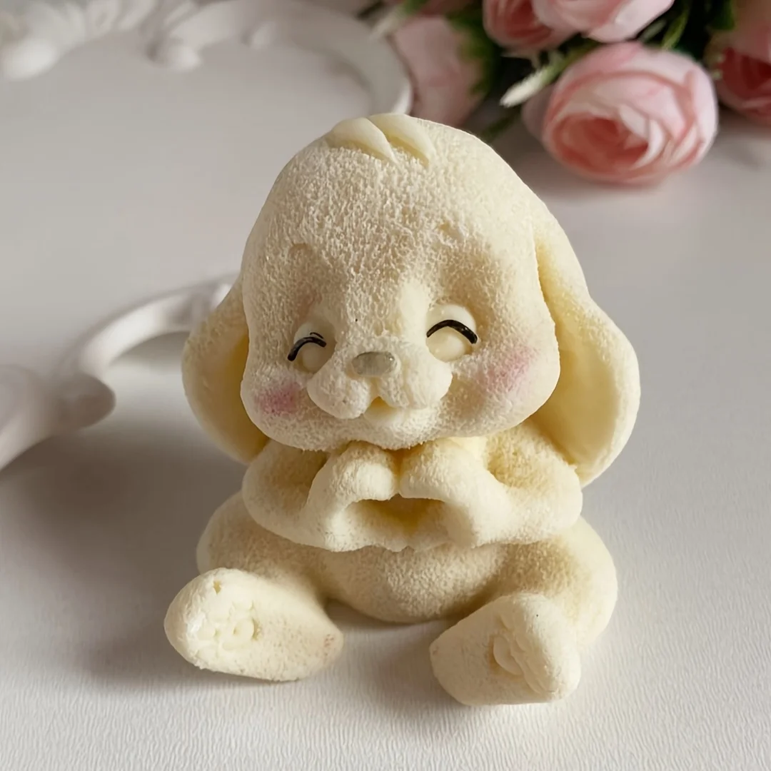 1pc Adorable Rabbit Resin Silicone Mold with Expressive Eyes & Fluffy Ears - For Candle, Soap, Slime and Plaster Crafts