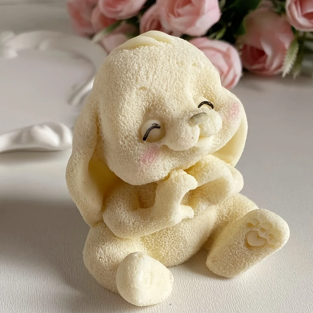 1pc Adorable Rabbit Resin Silicone Mold with Expressive Eyes & Fluffy Ears - For Candle, Soap, Slime and Plaster Crafts